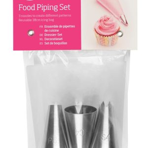5 Pc Cake Decorating Nozzle with Piping Bag PLUS 3 Stainless Steel Nozzles Set and Nozzle holder