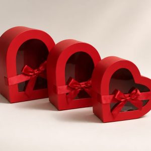 Gift Box Heart With Window + Top Ribbon Small 21.3x20x8cm