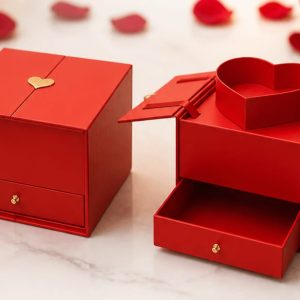 Double Door Swing Gift Box With Heart + Drawer 25x23.5x15.5cm