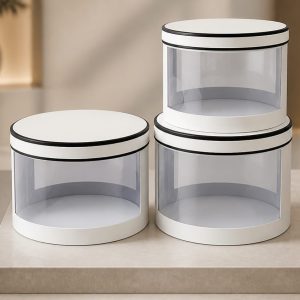 Round Gift Box With Side Windows Small 19x12.5cm