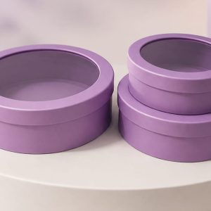 Round Plain Gift Box With Top Window Small 18x6cm